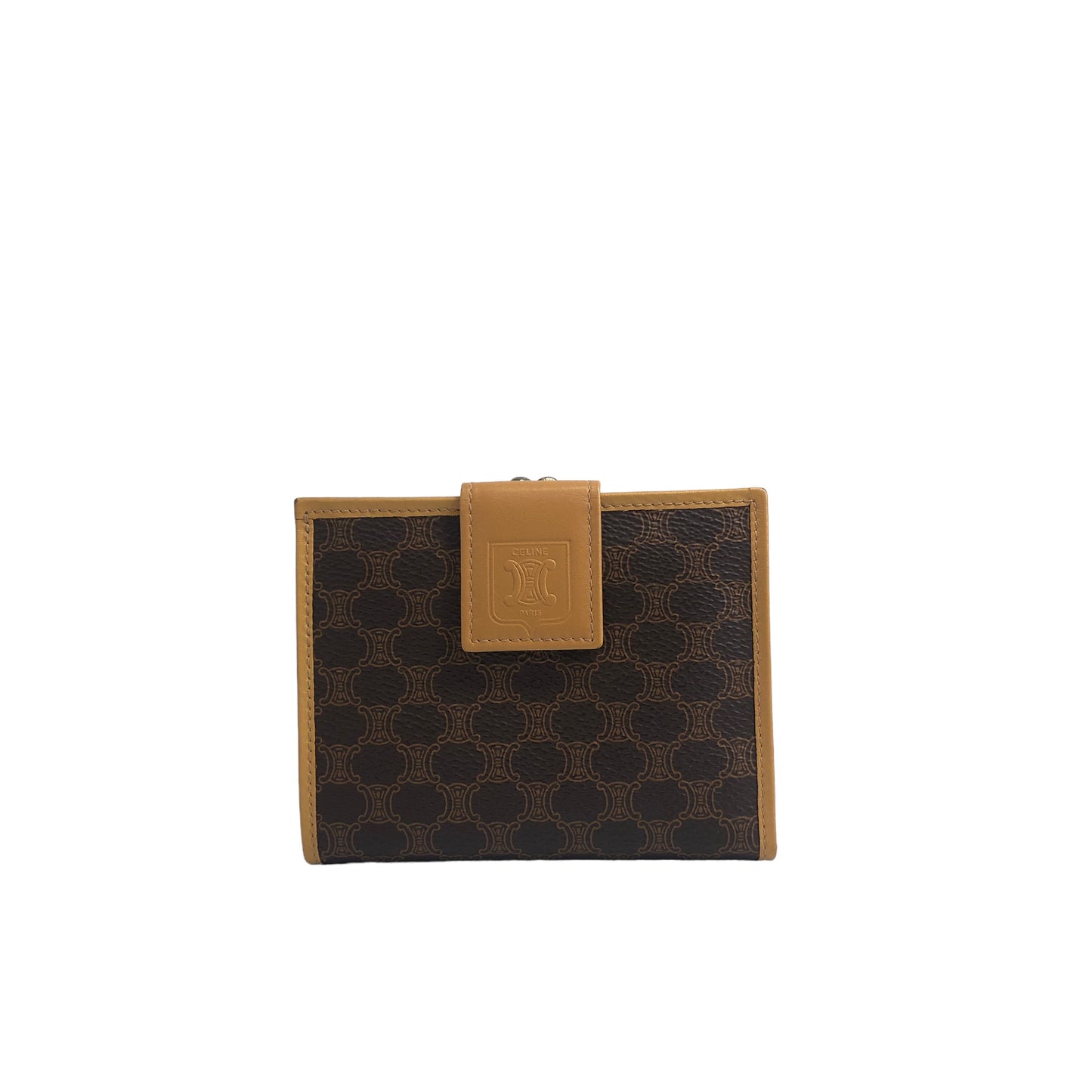 CELINE Blason Folded Wallet Brown Vintage hwtzph