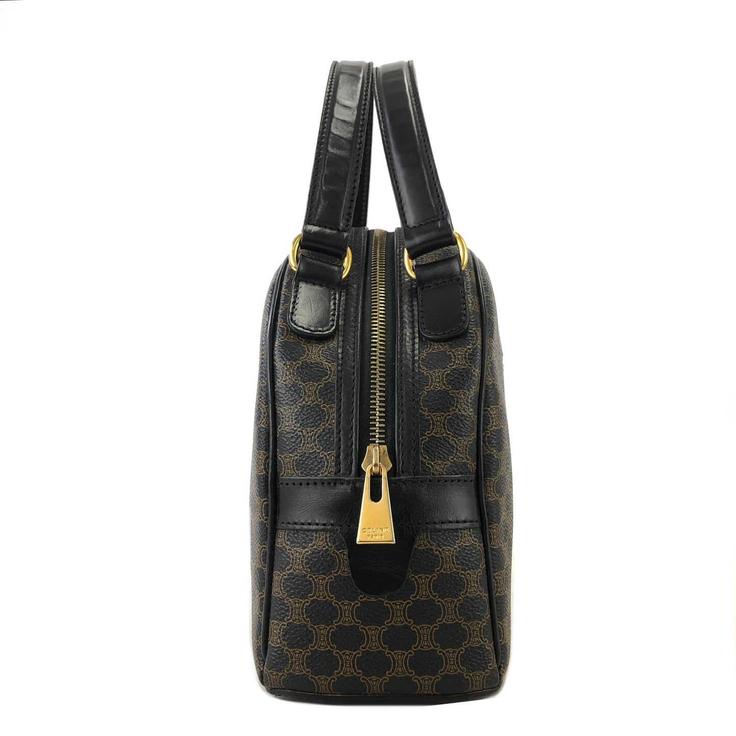 CELINE Macadam Blason Half Round Handbag Black Vintage a78a54