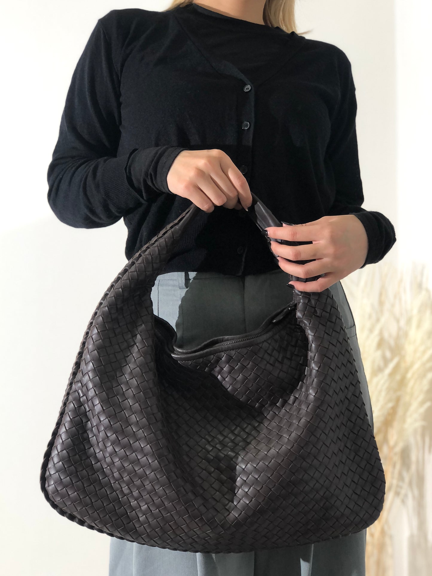 Bottega Veneta Intrecciato Leather Shoulder bag Hobobag Brown Vintage 7jiieg