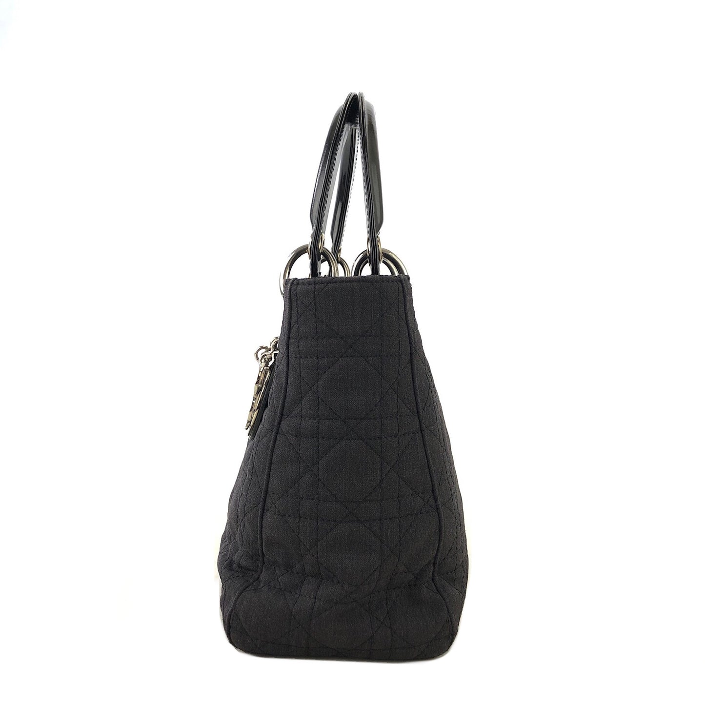 Christian Dior Lady Dior Cannage Canvas Leather Two-way Handbag Shoulder bag Black Vintage ztgz83