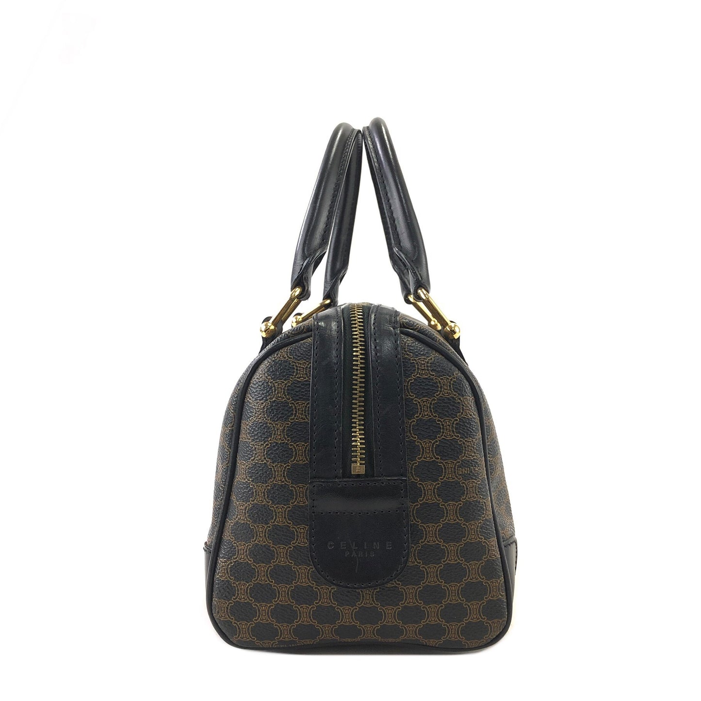 CELINE Macadam Blason Two-way Handbag Shoulder bag Boston bag Black Vintage kx4b84