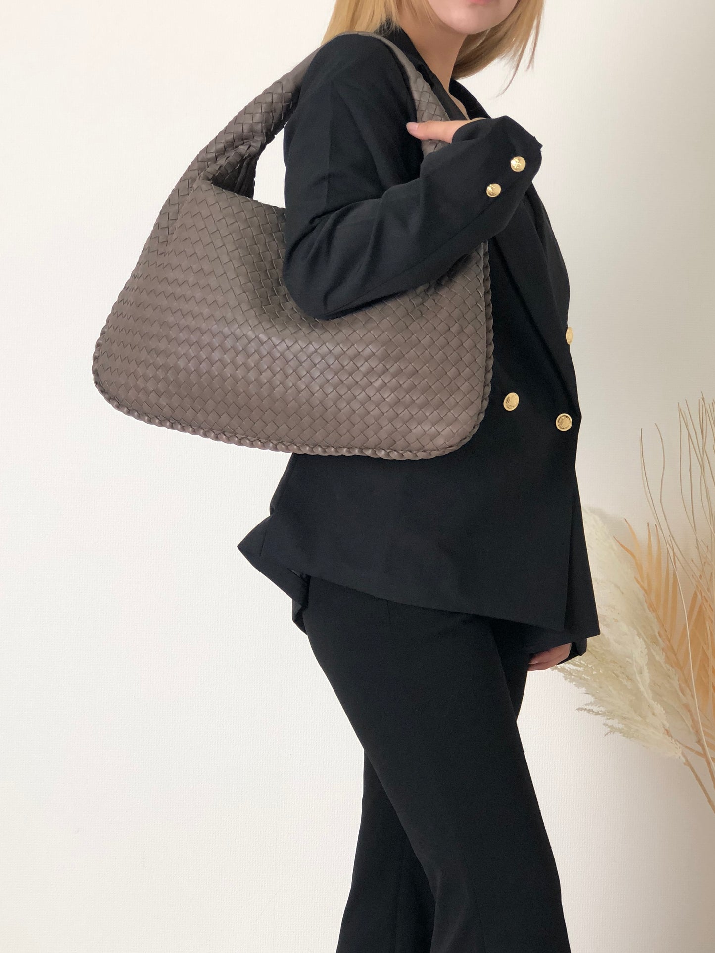 Bottega Veneta Intrecciato Leather Shoulder bag Hobobag Beige Vintage ritud4