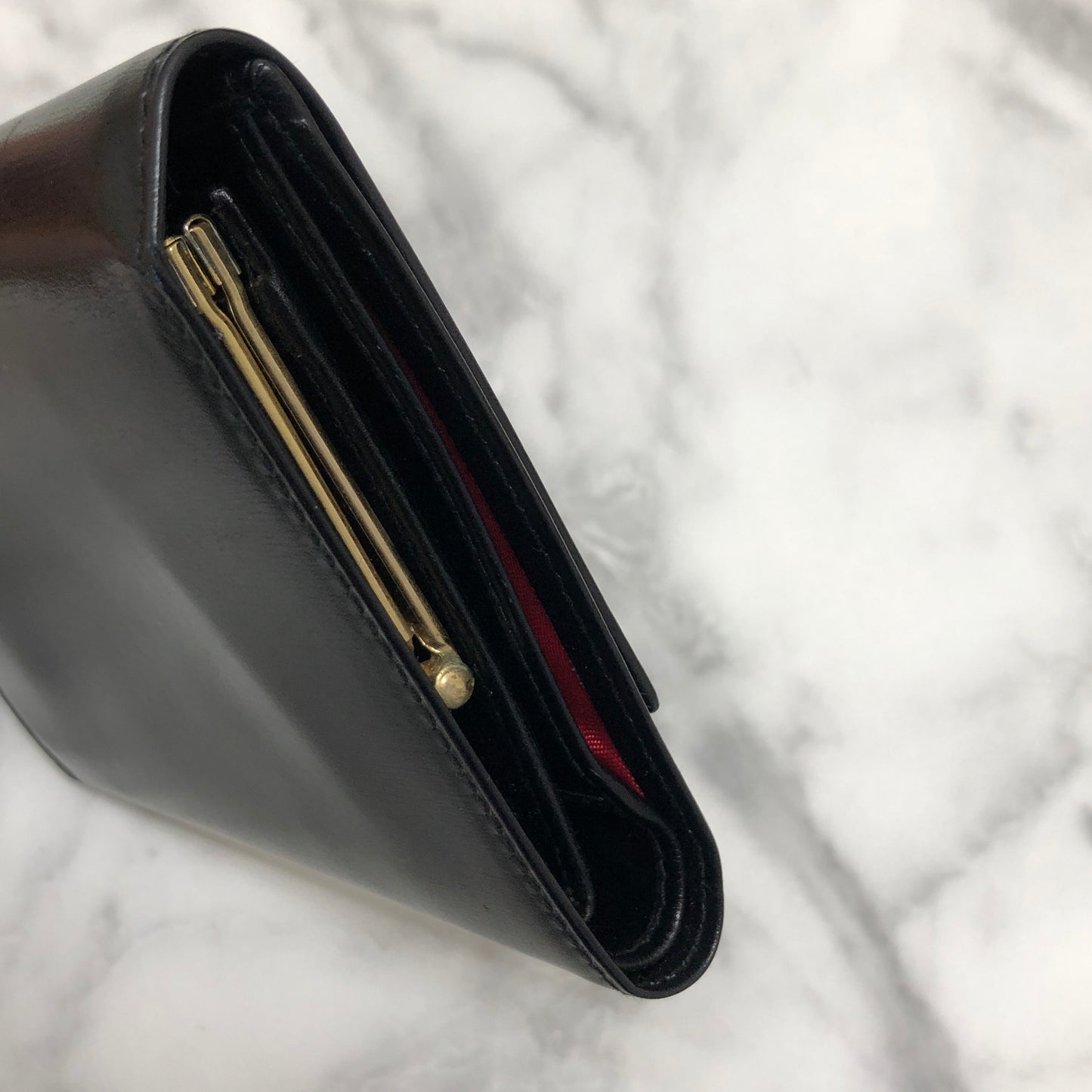 CELINE Starball Leather Trifold Wallet Black Vintage 7j572s