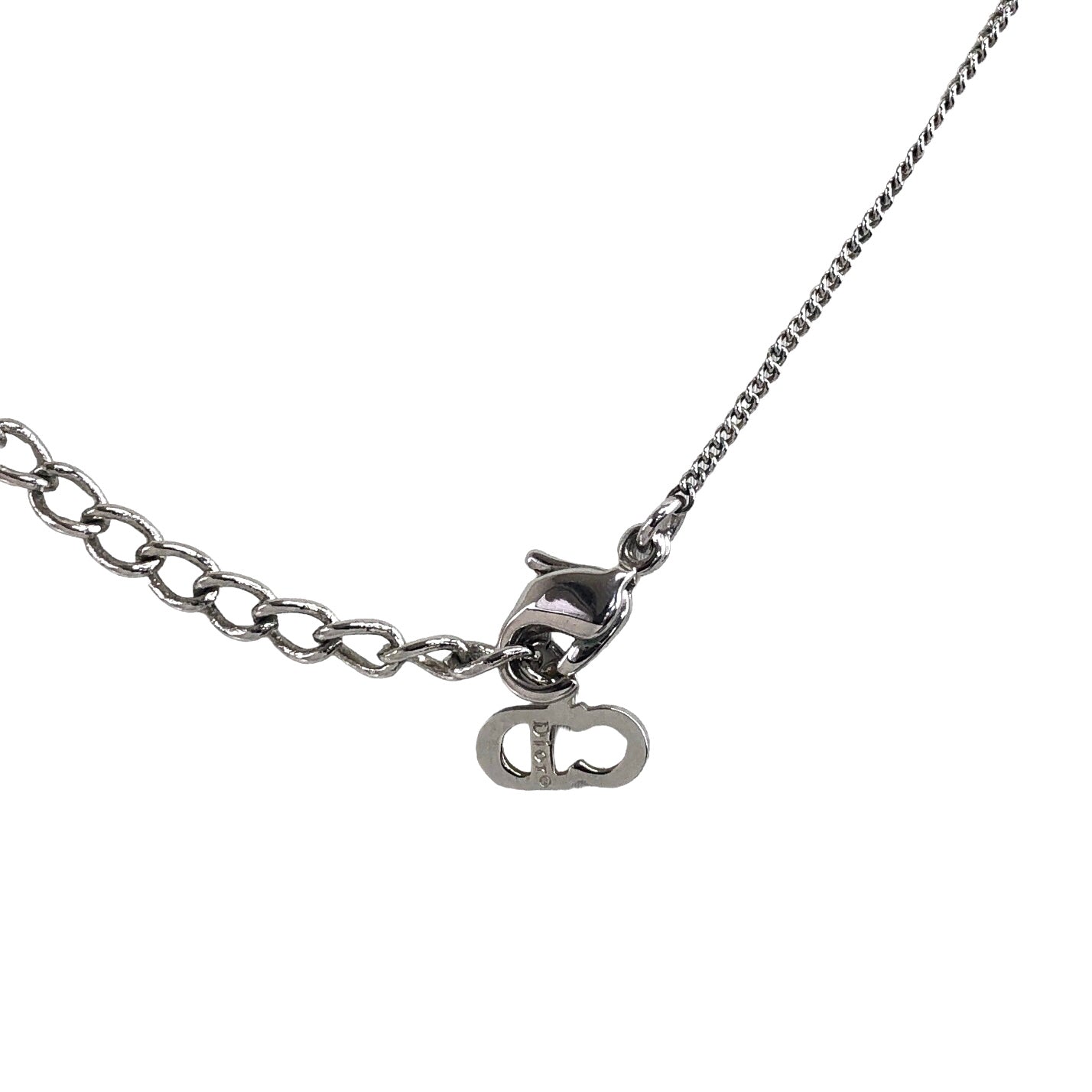 Christian Dior DIOR Logo Necklace Silver Vintage nnhi2n