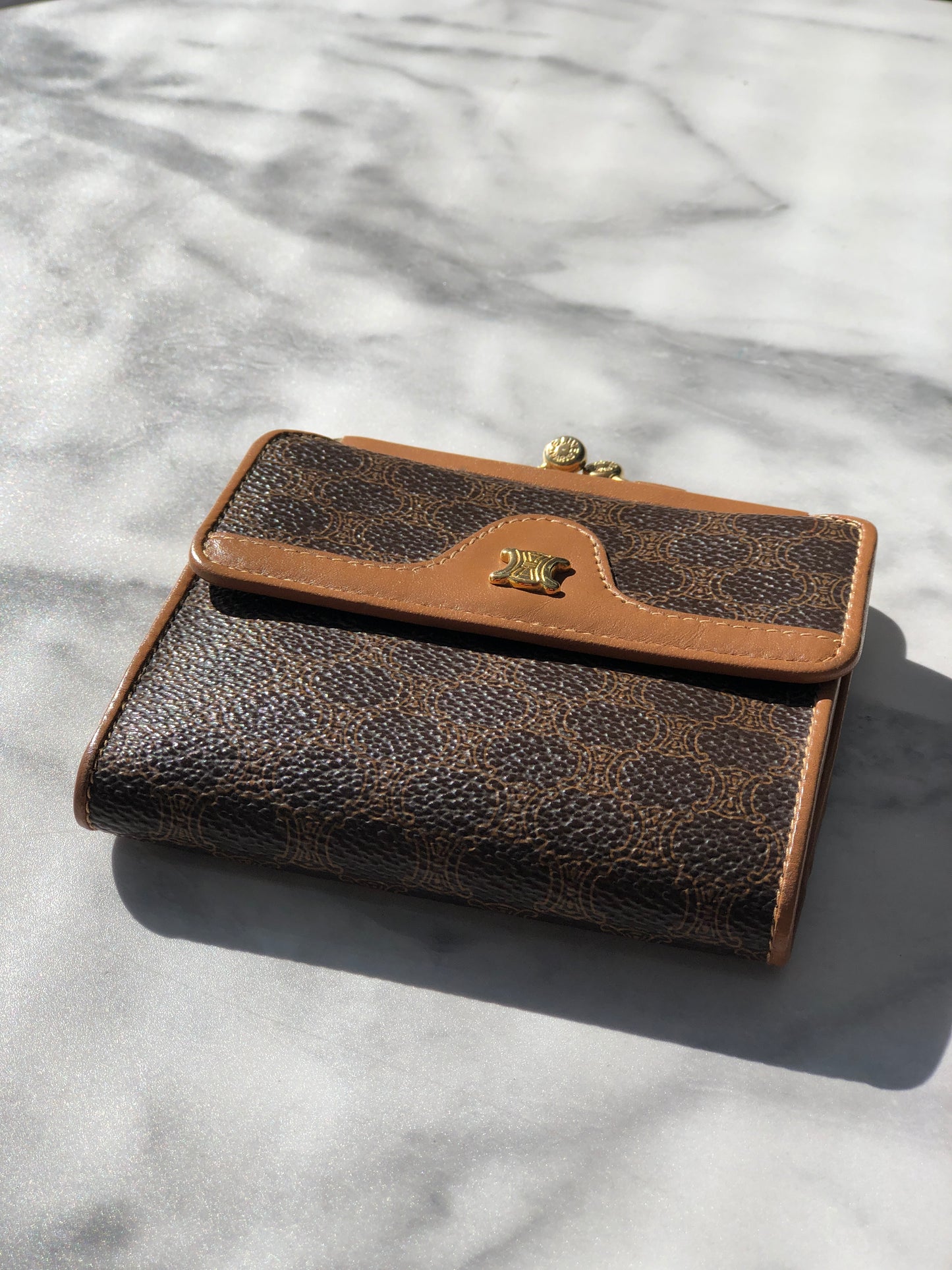 CELINE Macadam Triomphe Logo Motif Wallet Brown Vintage sbmwm4