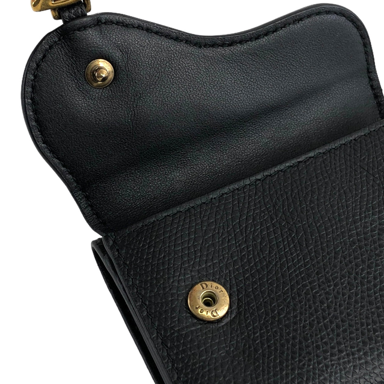 Christian Dior D Motif 皮革三折皮夾 黑色 復古 zuymyy