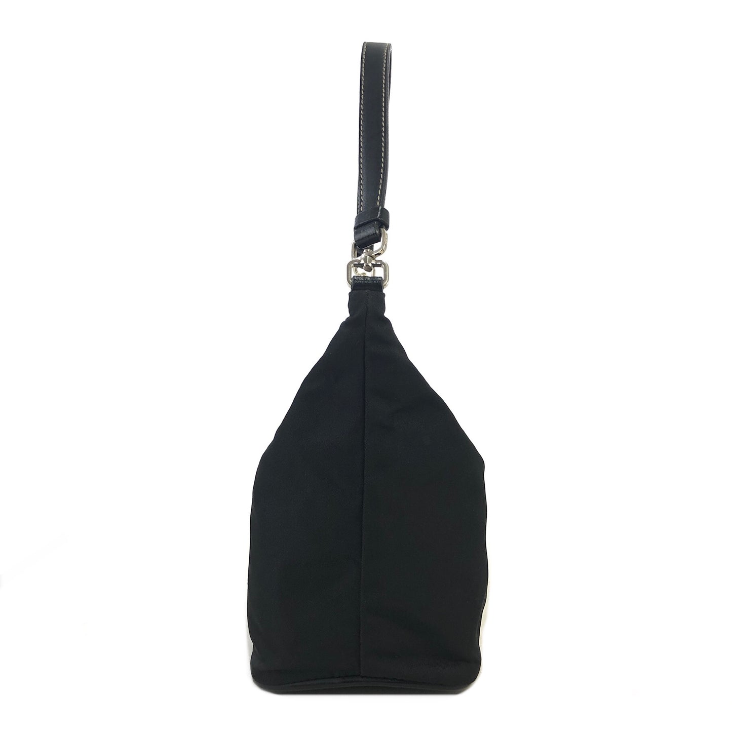 PRADA Triangle Logo Nylon Handbag Hobobag Black Vintage 4iznea