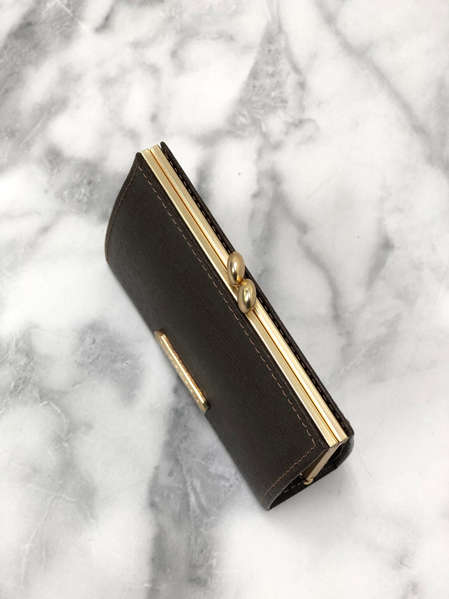Burberry Logo Motif Leather Wallet Coin Purse Brown Vintage eim73c