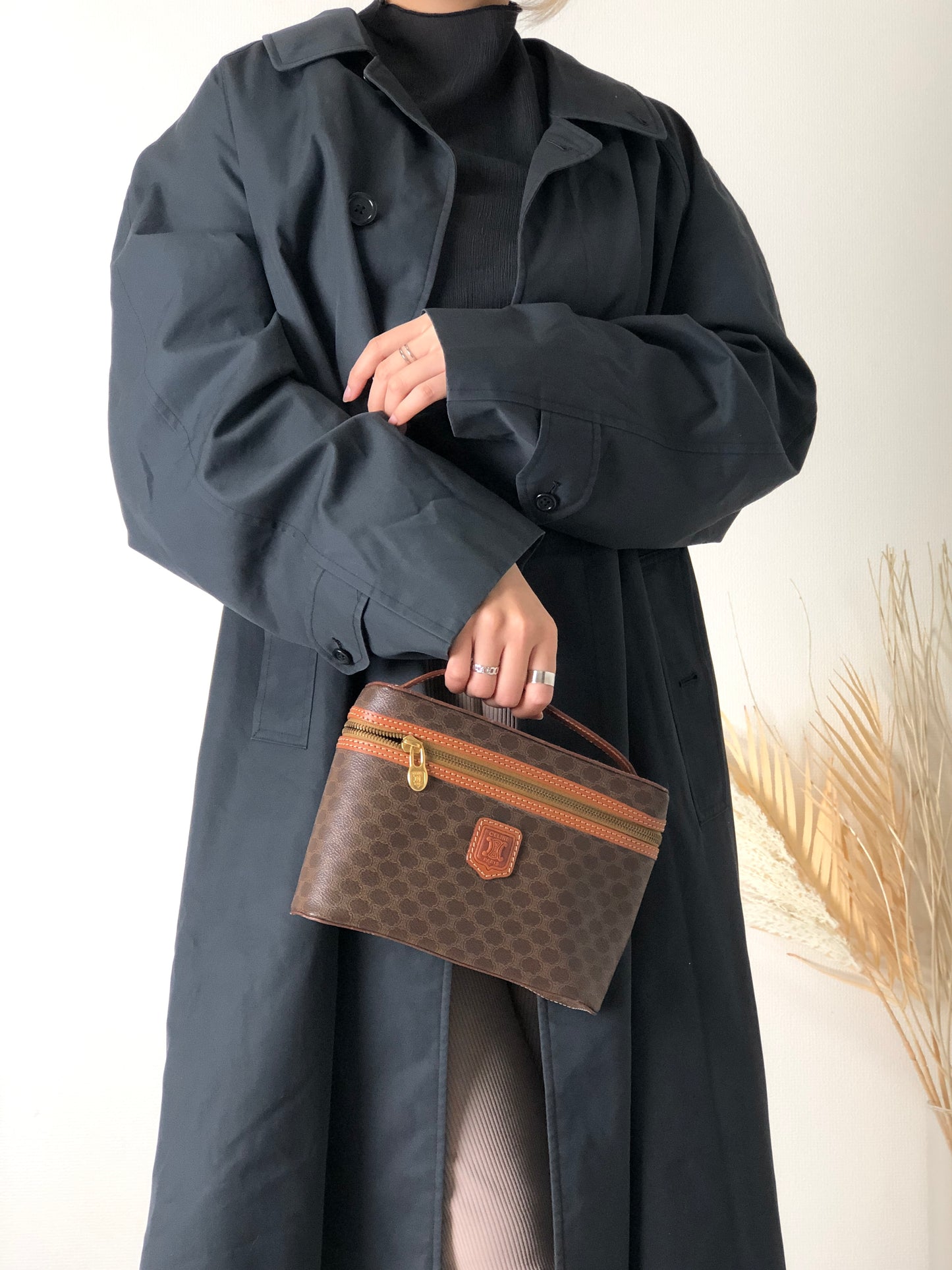 CELINE Macadam Blason Handbag Vanity bag Brown Vintage xx7tni