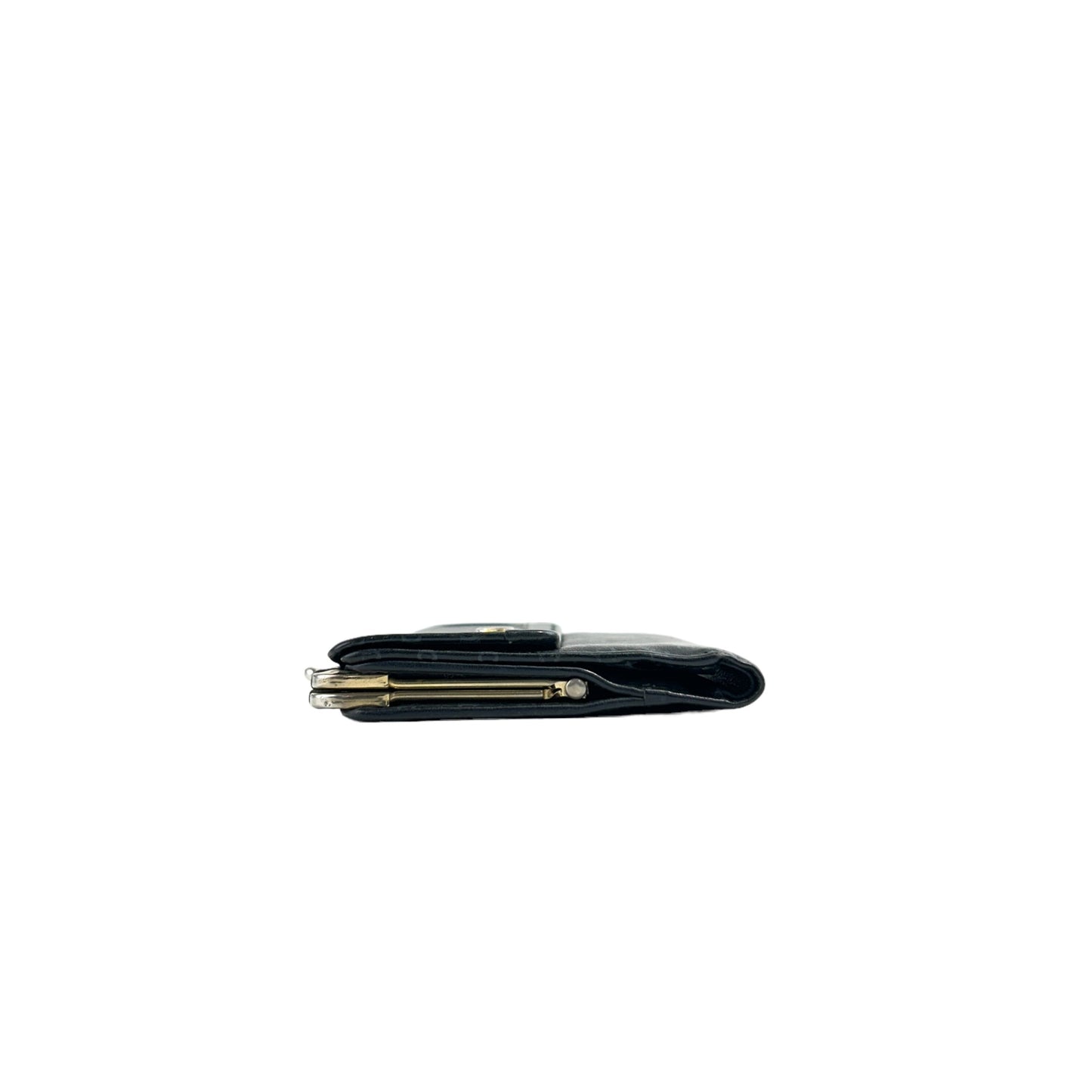 CELINE Macadam Triomphe Metal Clasp Folded Wallet Black Vintage atgwbh