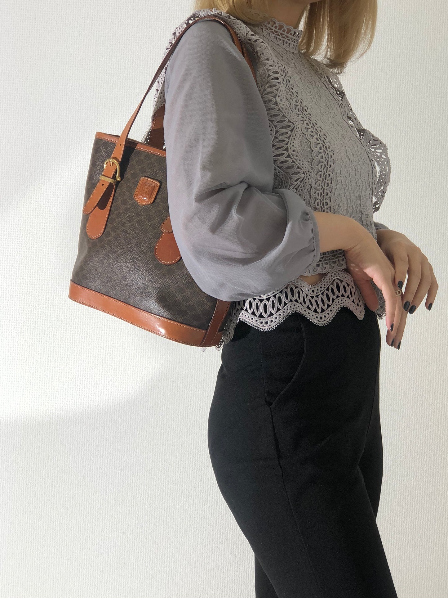 CELINE Macadam Blason Leather Totebag Brown Vintage 8dkvx4