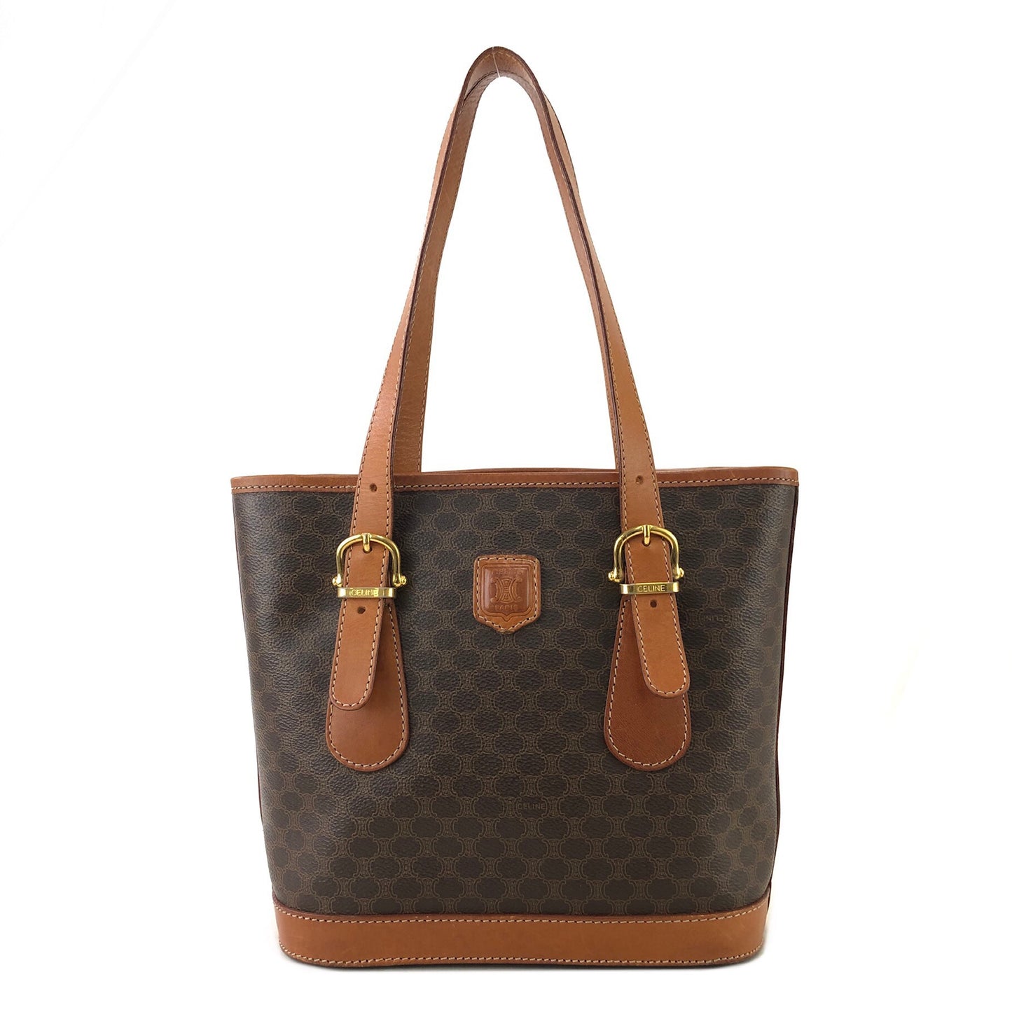CELINE Macadam Blason Leather Totebag Brown Vintage 8dkvx4