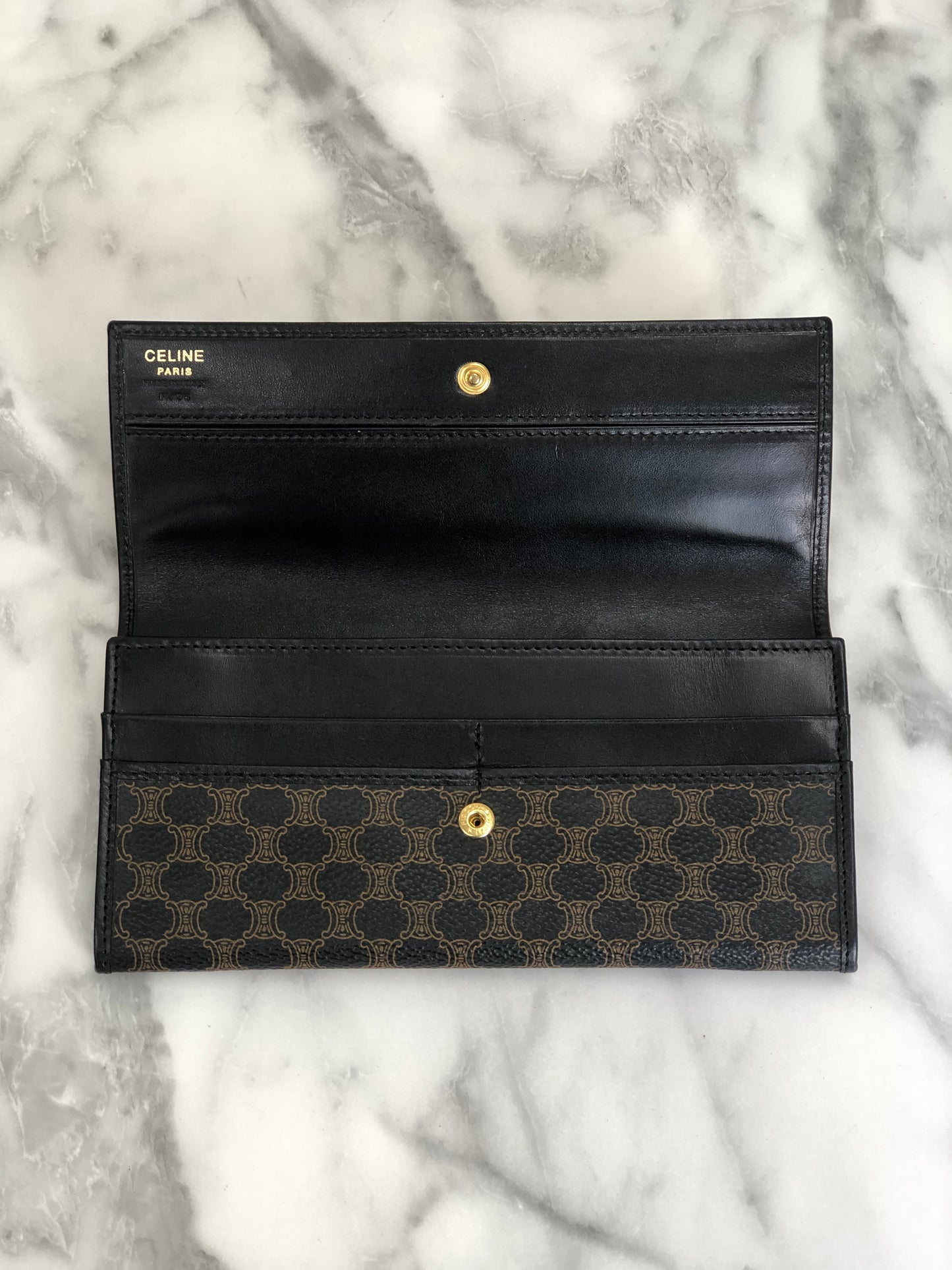 CELINE Macadam Blason Long Wallet Black Vintage 66c45f