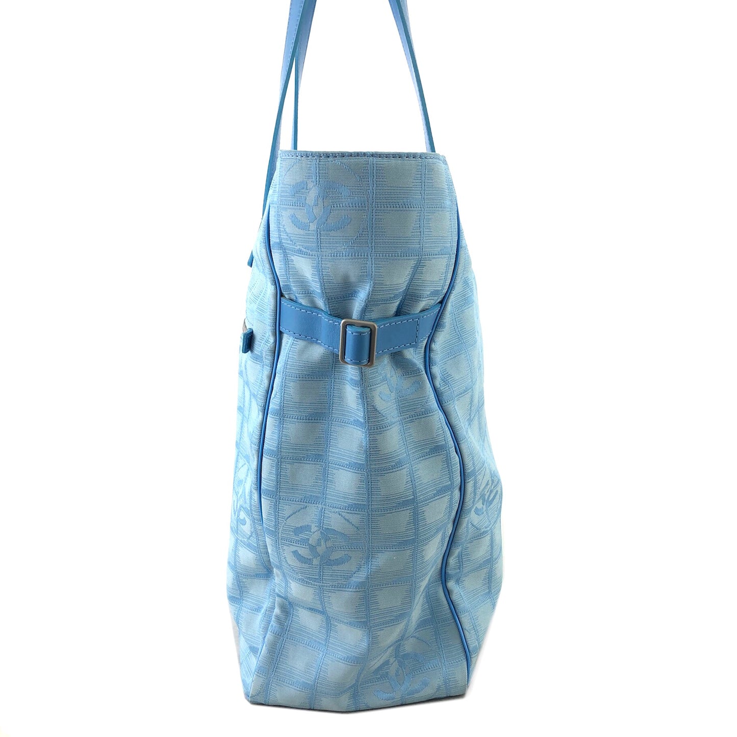 CHANEL New Travel Line Nylon Totebag Light Blue Vintage kmdfg4