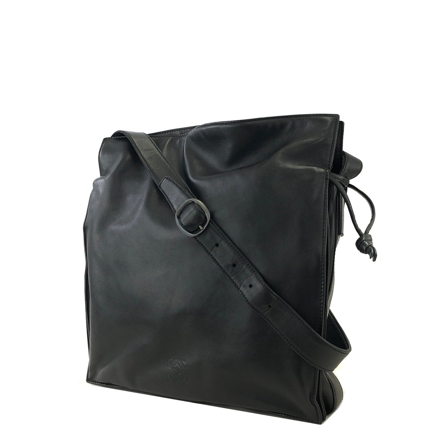 LOEWE Anagram Logo Leather Drawstring Crossbody Shoulder bag Black Vintage x8dwz4