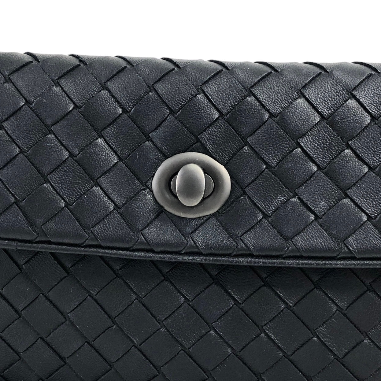 Bottega Veneta Intrecciato Turn Lock Leather Shoulder bag Black Vintage 6wyyt2