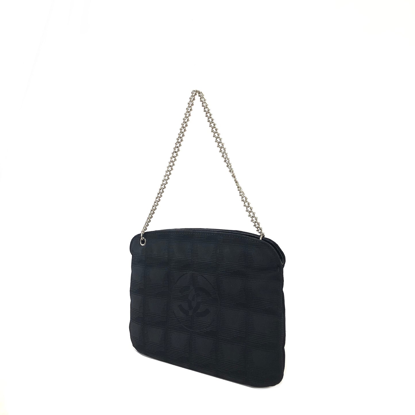CHANEL 新款旅行系列尼龍手提包鏈條單肩包黑色復古 p7zz2s