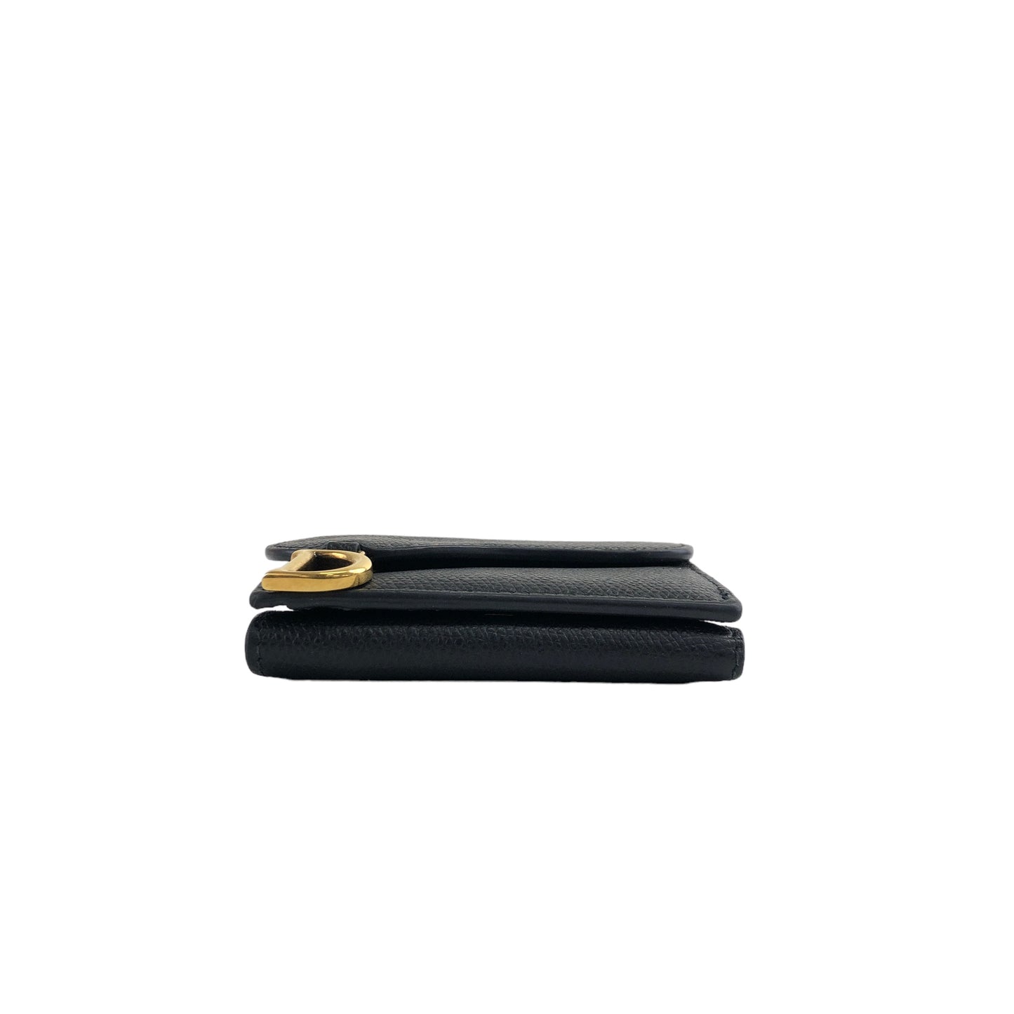 Christian Dior D Motif 皮革三折皮夾 黑色 復古 zuymyy