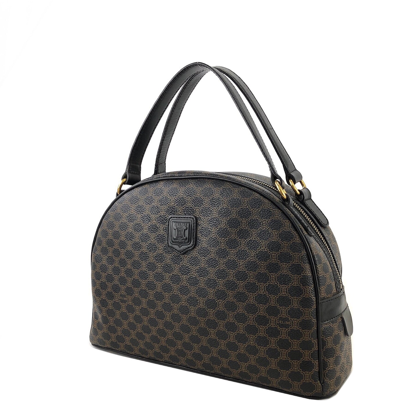 CELINE Macadam Blason Half Round Handbag Black Vintage e86ra4