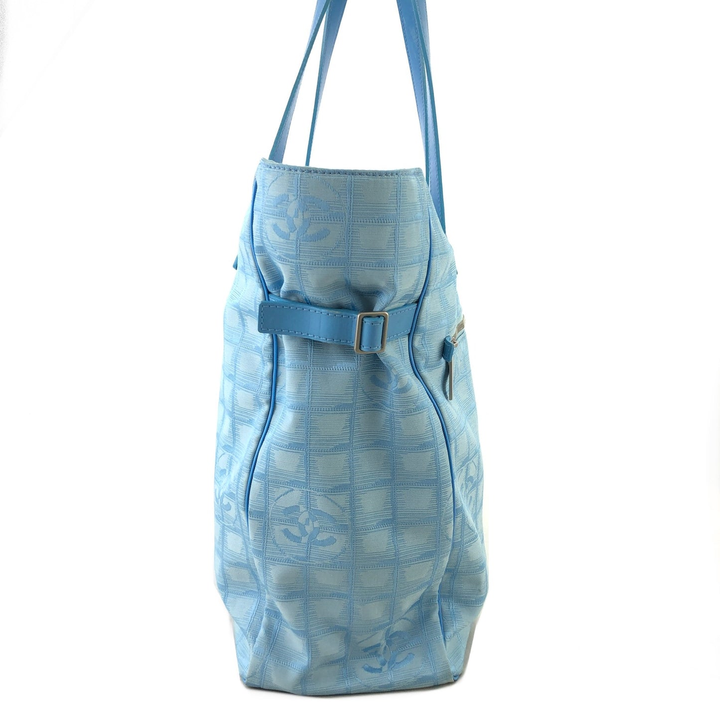 CHANEL New Travel Line Nylon Totebag Light Blue Vintage kmdfg4