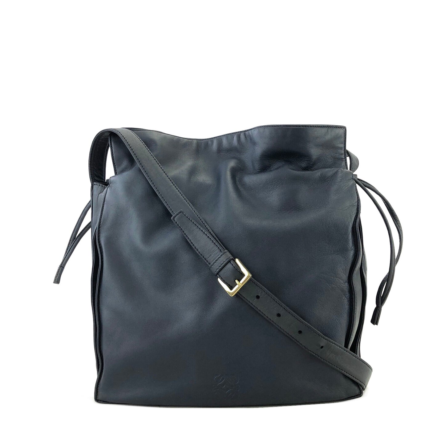 LOEWE Anagram Leather Drawstring Shoulder bag Navy Vintage sdi4rd