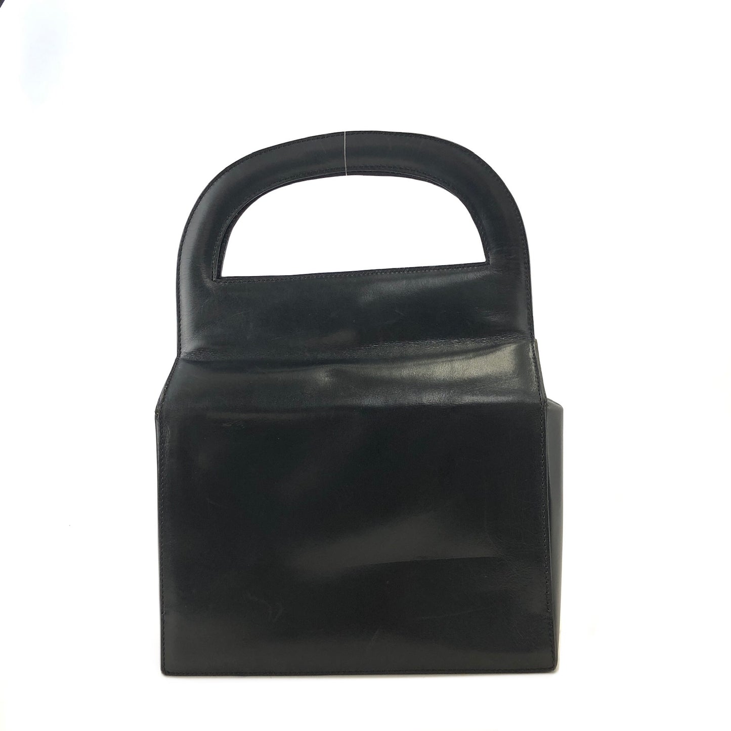 CELINE Gancini Leather Handbag Black Vintage irru2k