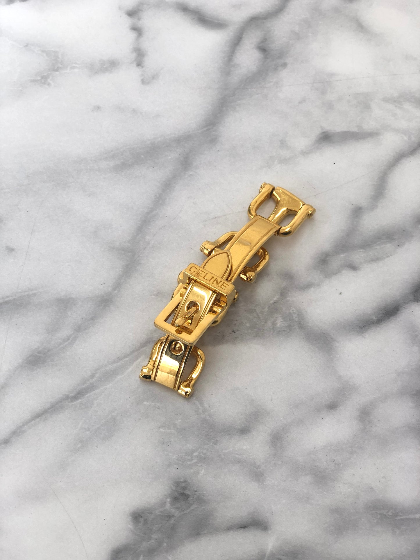CELINE Horse Bit Bracelet Gold Vintage xyd5rw