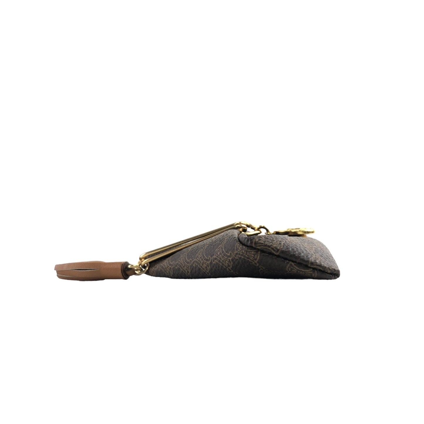CELINE Macadam Horse Carriage Triangle Coin Purse Brown Vintage wgai4s