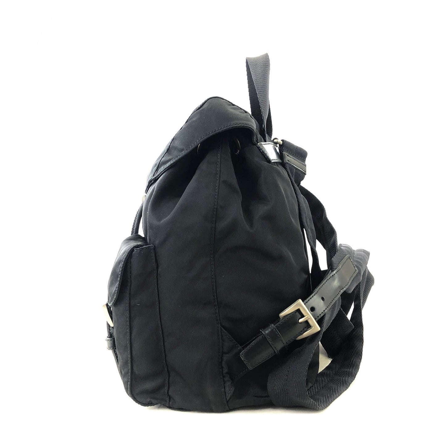PRADA Triangle Logo Nylon Backpack Black Vintage e87423
