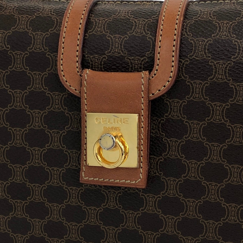CELINE Macadam Gancini Handbag Brown Vintage 4zzjv7