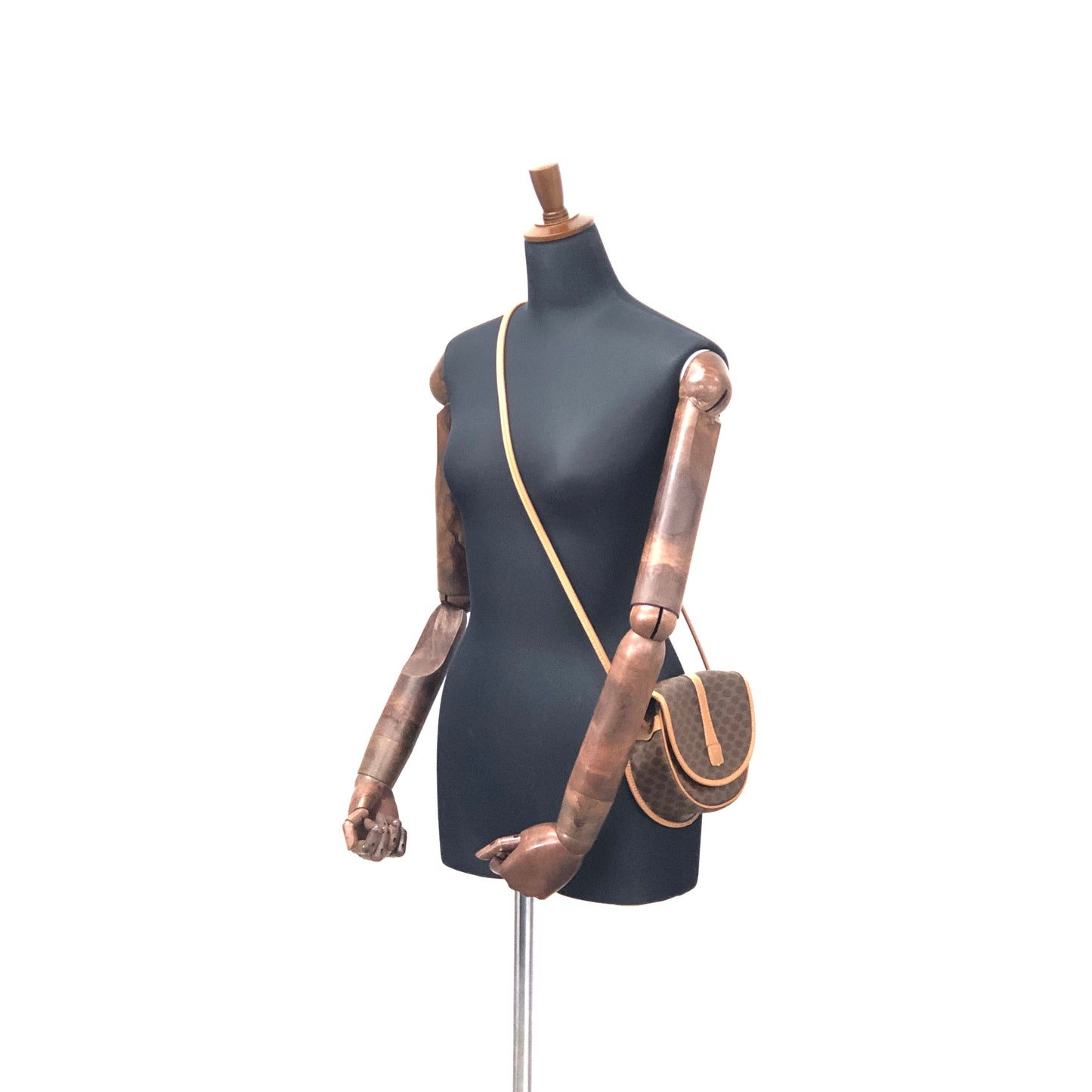 CELINE Macadam Blason Logo Round Macadam PVC Leather Small Shoulder bag Brown Vintage uvtx7g