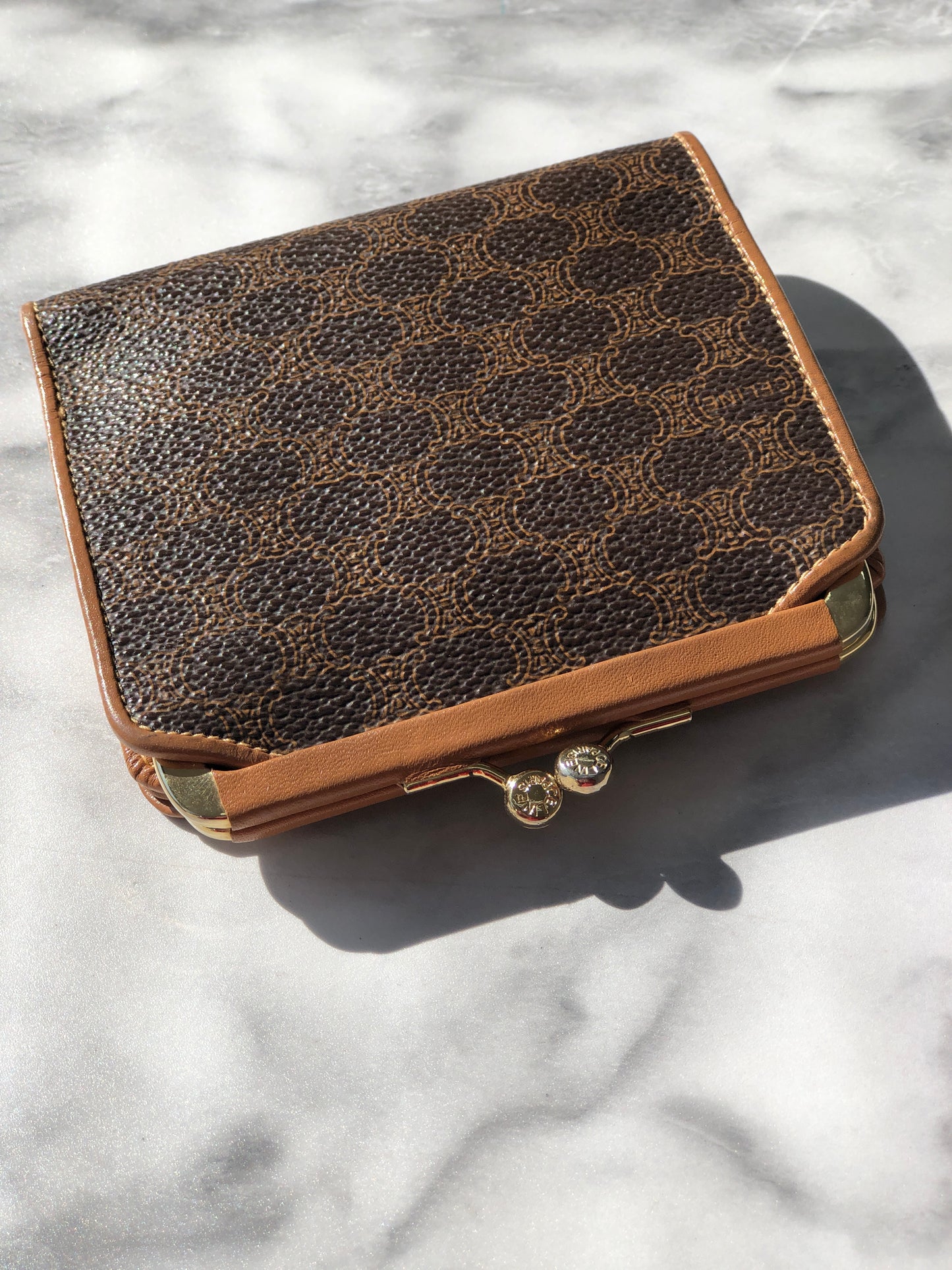 CELINE Macadam Triomphe Logo Motif Wallet Brown Vintage sbmwm4