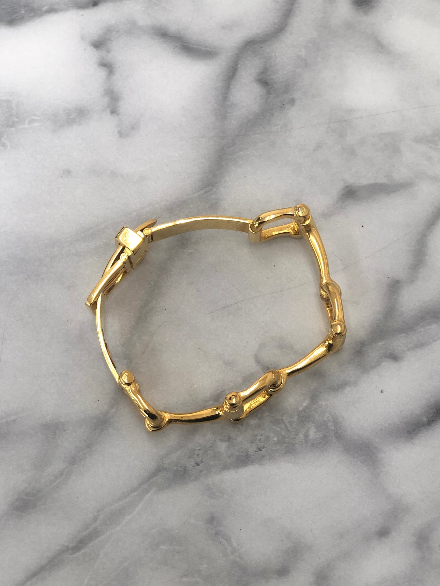CELINE Horse Bit Bracelet Gold Vintage xyd5rw