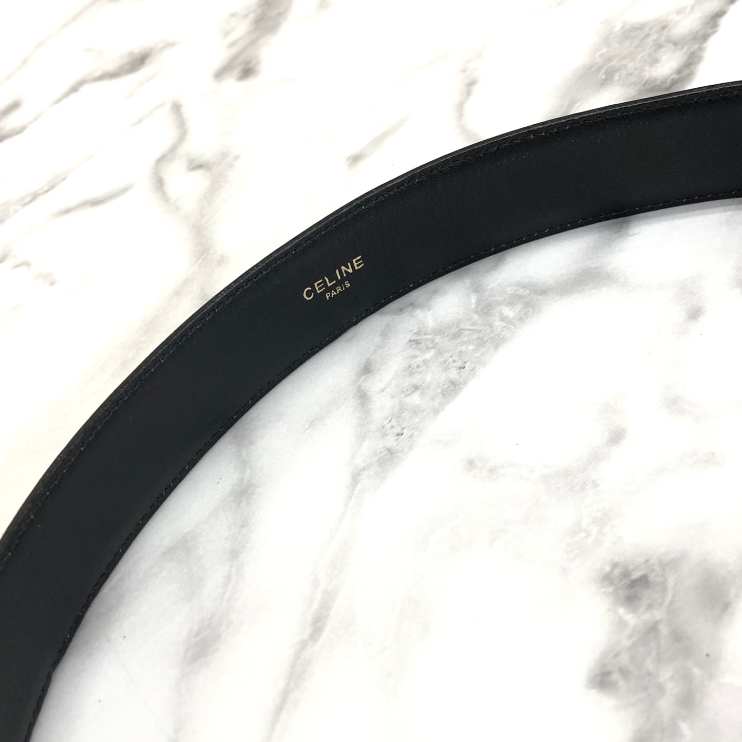 CELINE Triomphe  Leather Belt Black Vintage tynvva