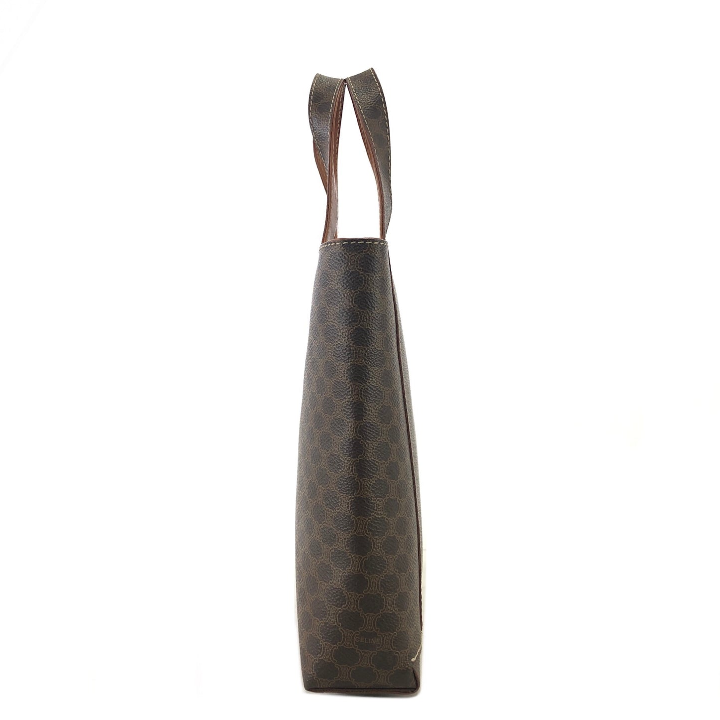 CELINE Macadam Logo Totebag Handbag Brown Vintage pwx4uh