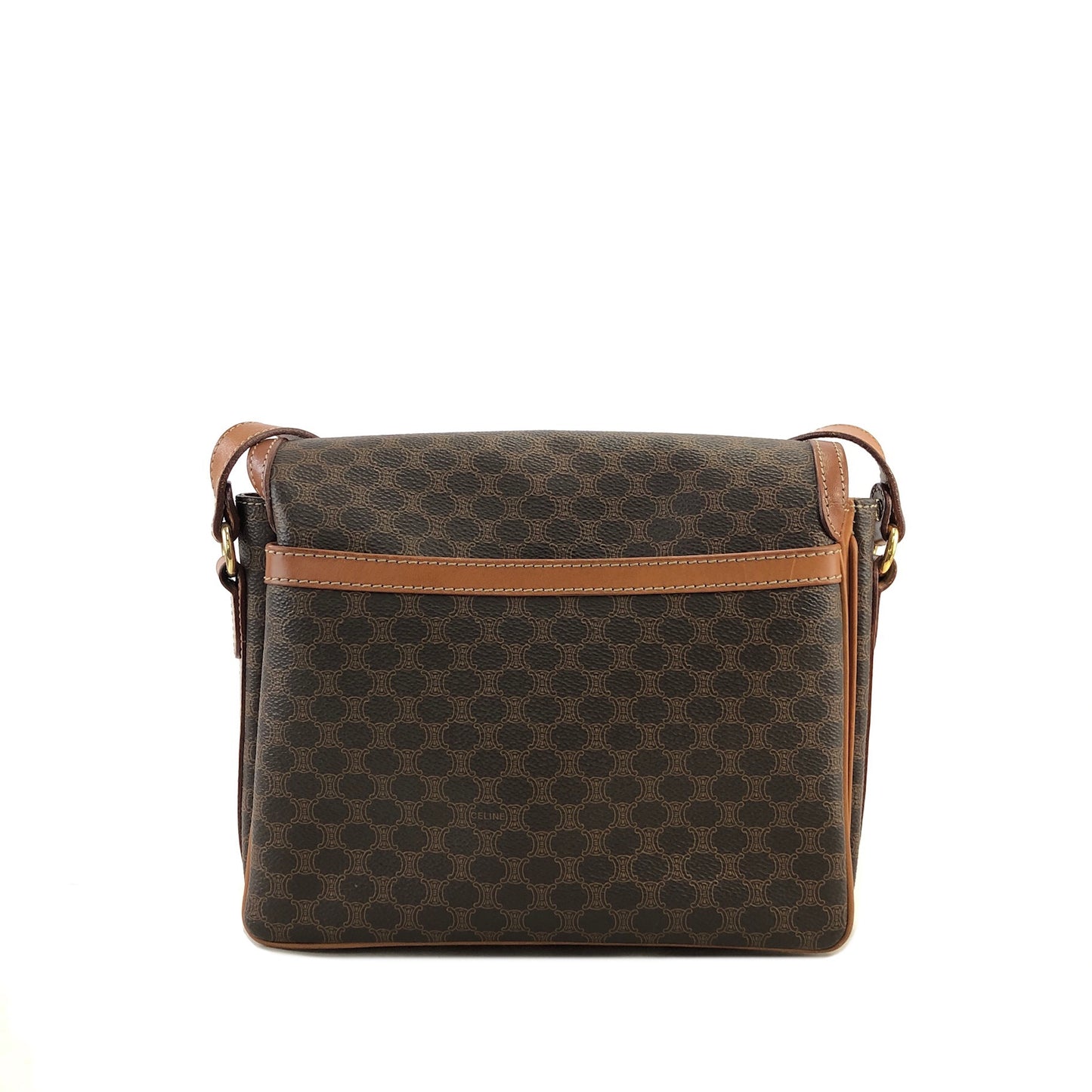 CELINE Macadam Blason Front Buckle Shoulder bag Brown Vintage cju27m