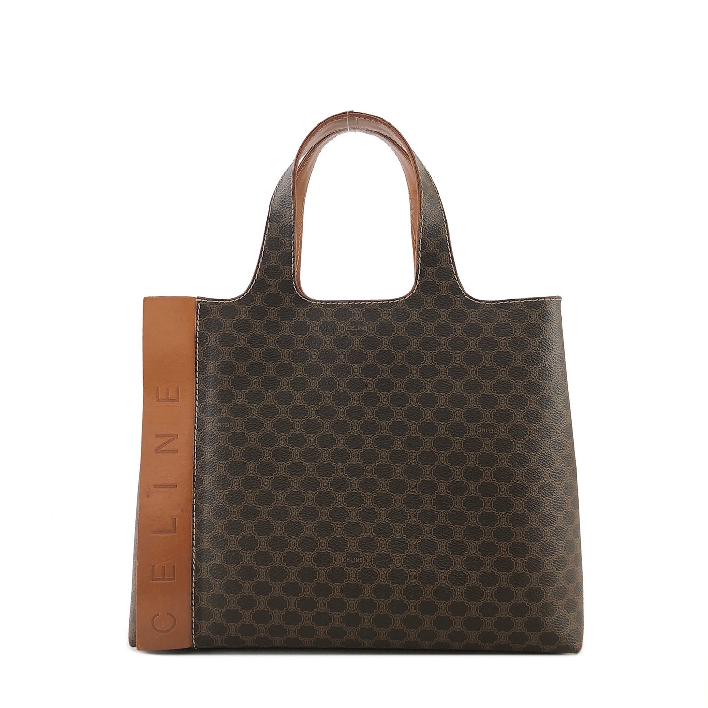 CELINE Macadam Logo Handbag Brown Vintage j4guu8