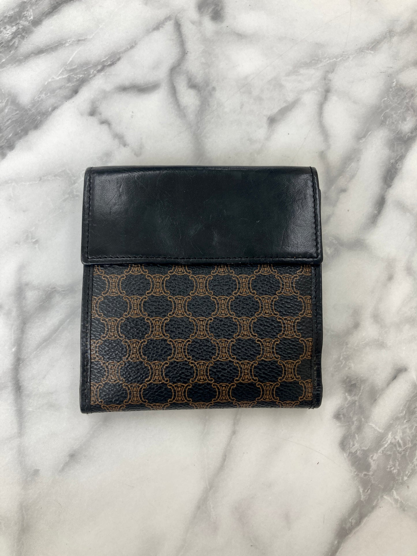 CELINE Macadam Blason Folded Wallet Black Vintage 4vg8wr