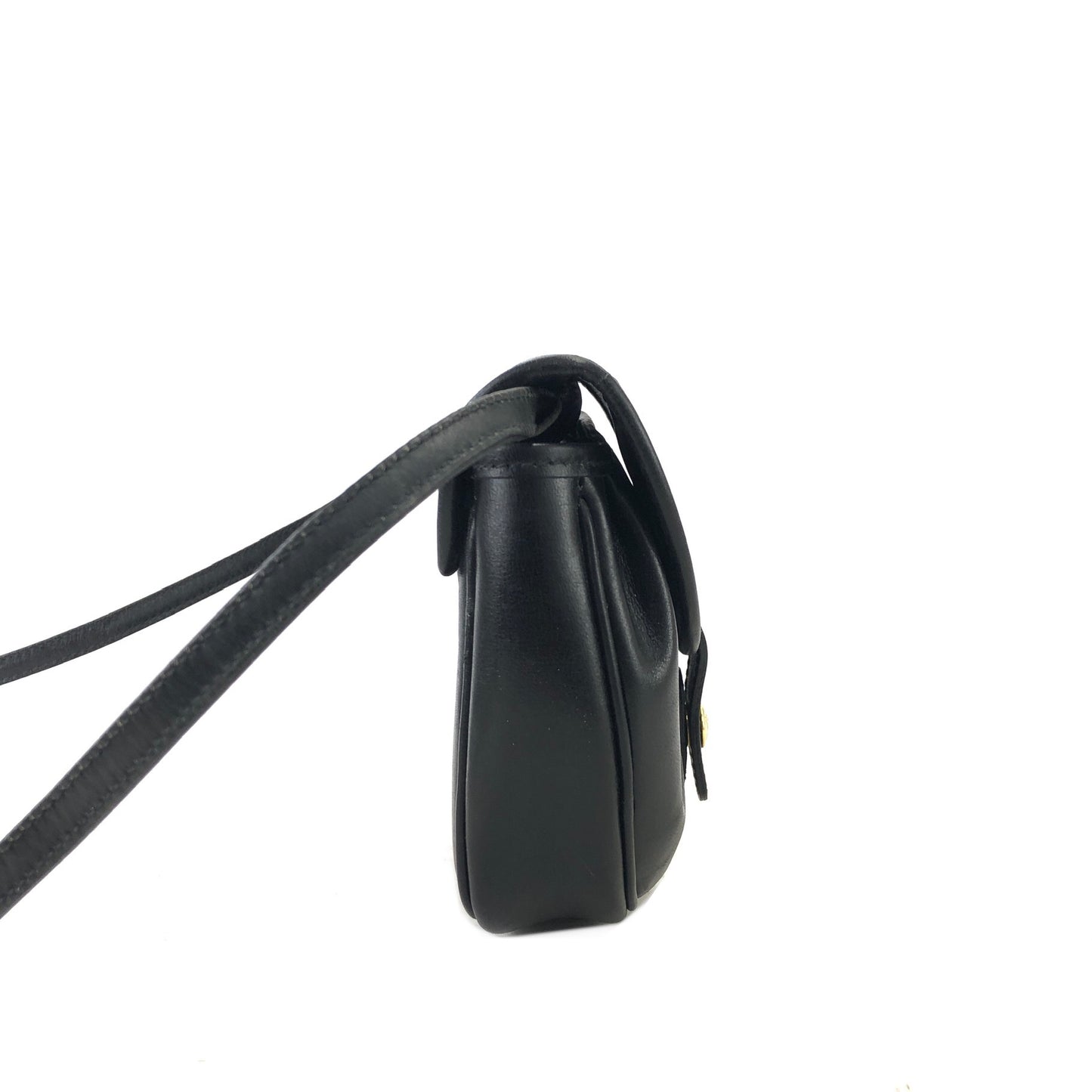 CELINE Triomphe Leather Round Small Crossbody Shoulder bag Black Vintage xkurbg