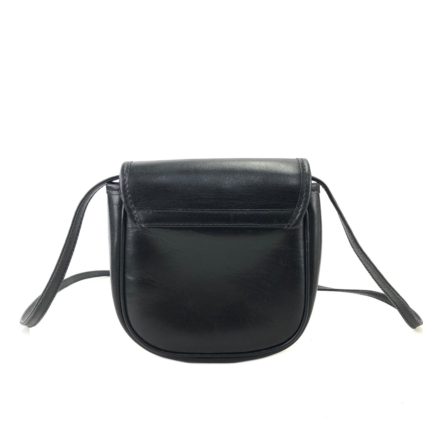 CELINE Triomphe Leather Round Small Crossbody Shoulder bag Black Vintage xkurbg