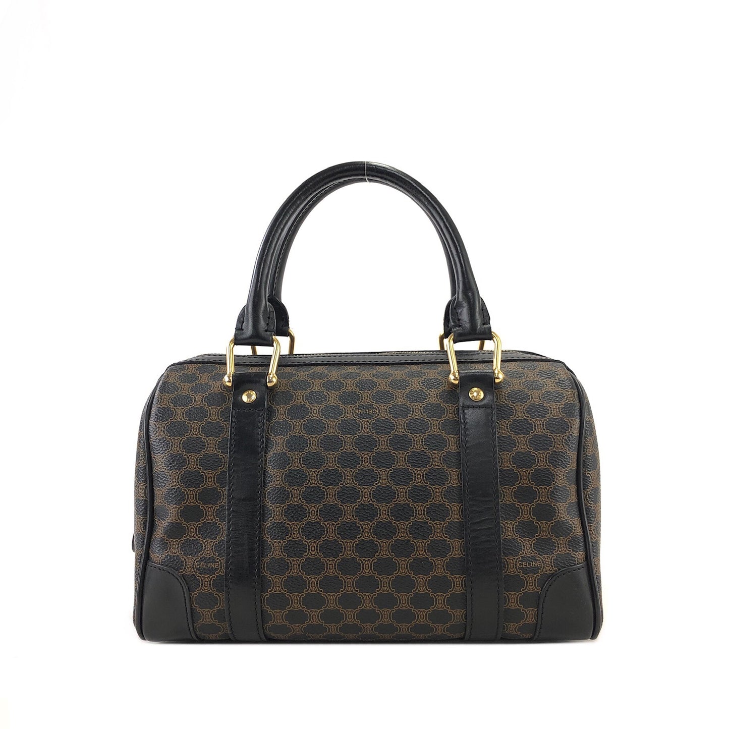 CELINE Macadam Blason Two-way Handbag Shoulder bag Boston bag Black Vintage kx4b84