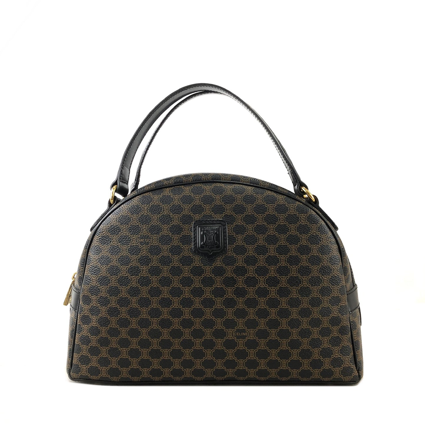 CELINE Macadam Blason Half Round Handbag Black Vintage a78a54