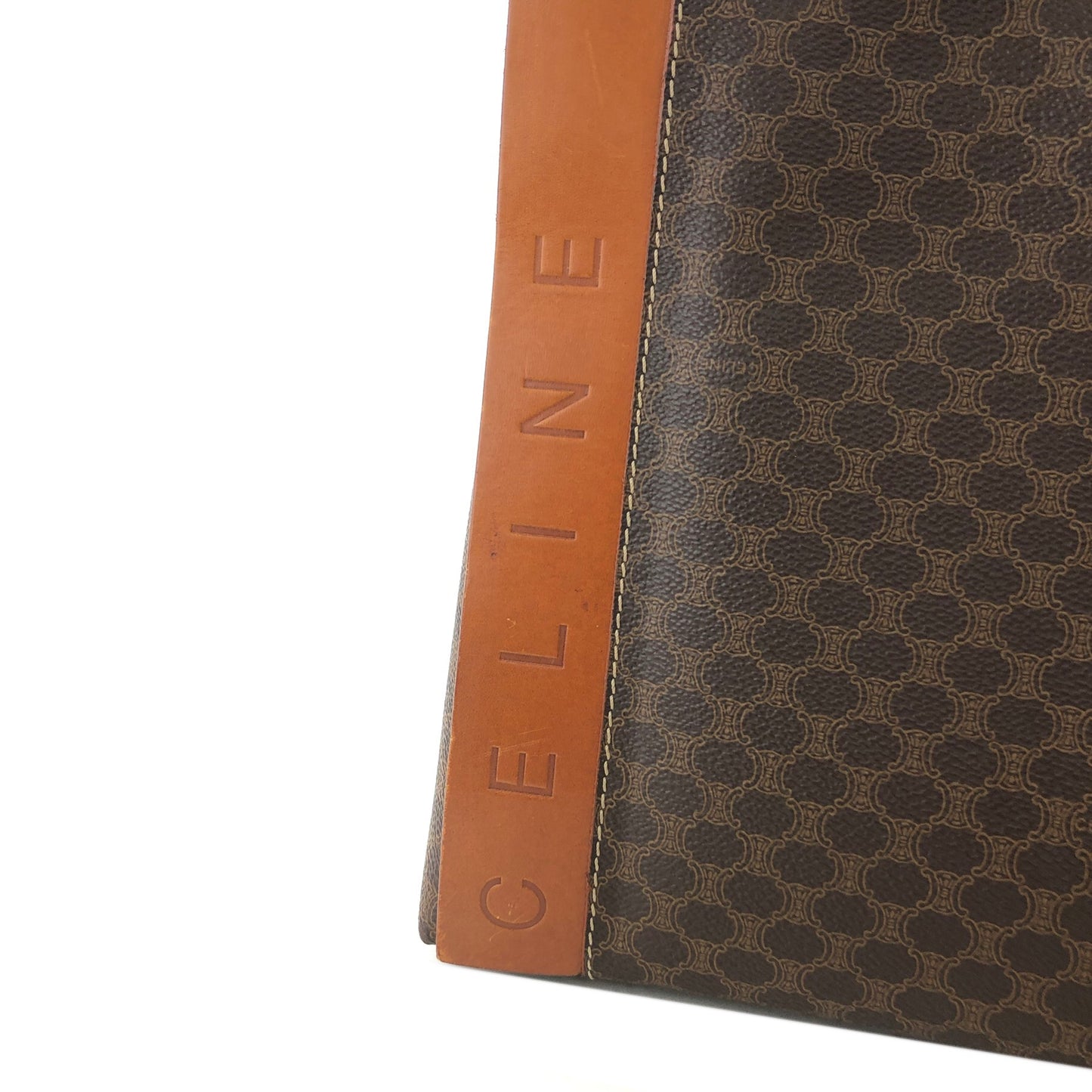 CELINE Macadam Logo Handbag Brown Vintage j4guu8