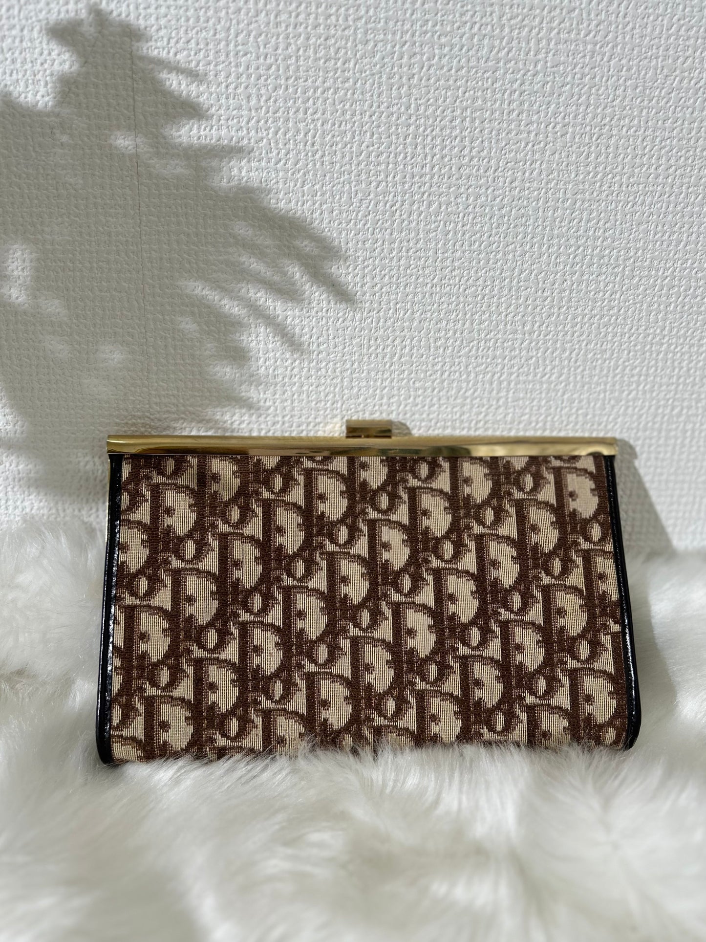 Christian Dior Trotter Jacquard Leather Clutch bag Brown Vintage tkk83n