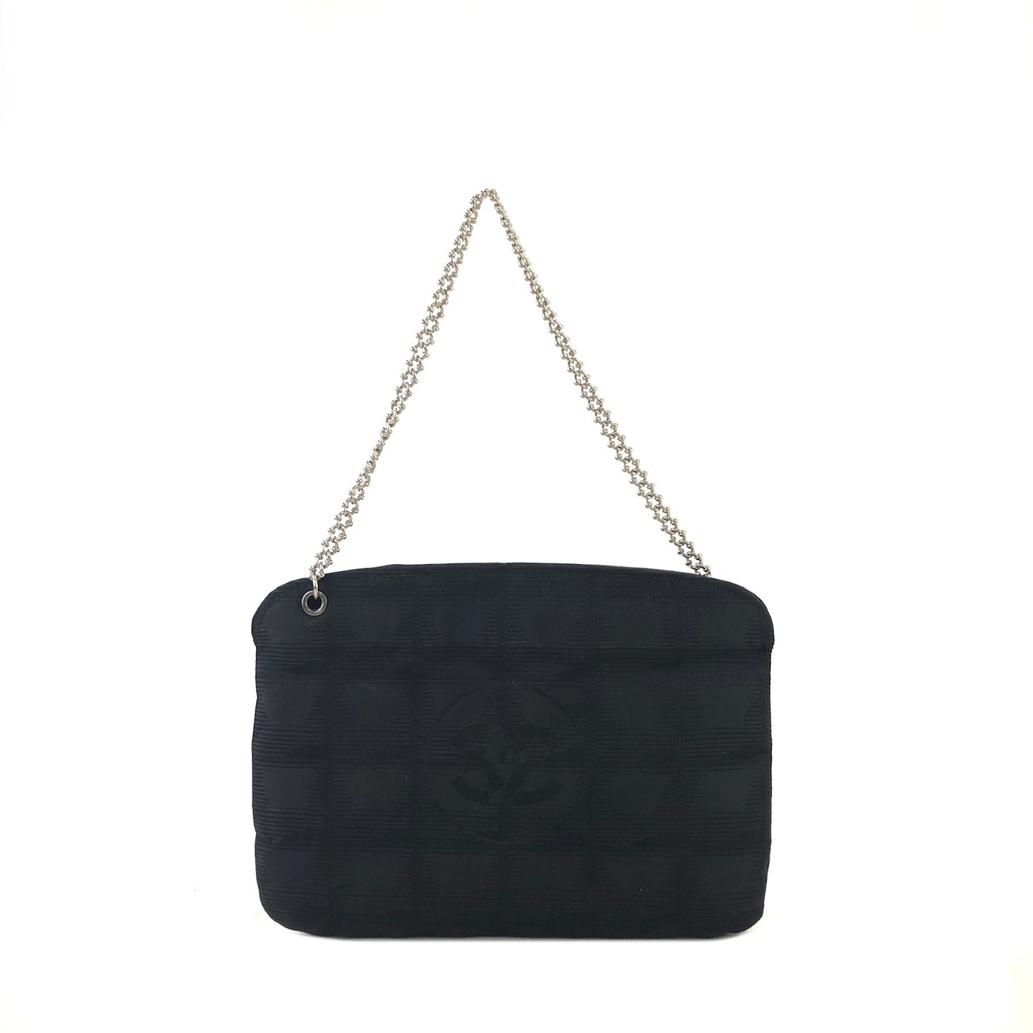 CHANEL 新款旅行系列尼龍手提包鏈條單肩包黑色復古 p7zz2s