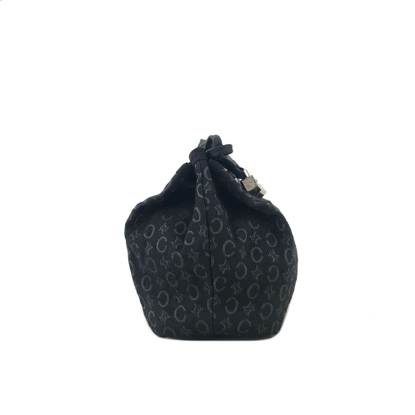CELINE C Macadam Blason Jacquard Drawstring Pouch Black Vintage g24mcz