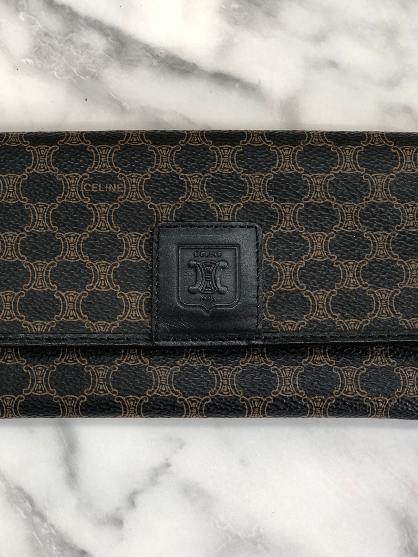 CELINE Macadam Blason Long Wallet Black Vintage 66c45f
