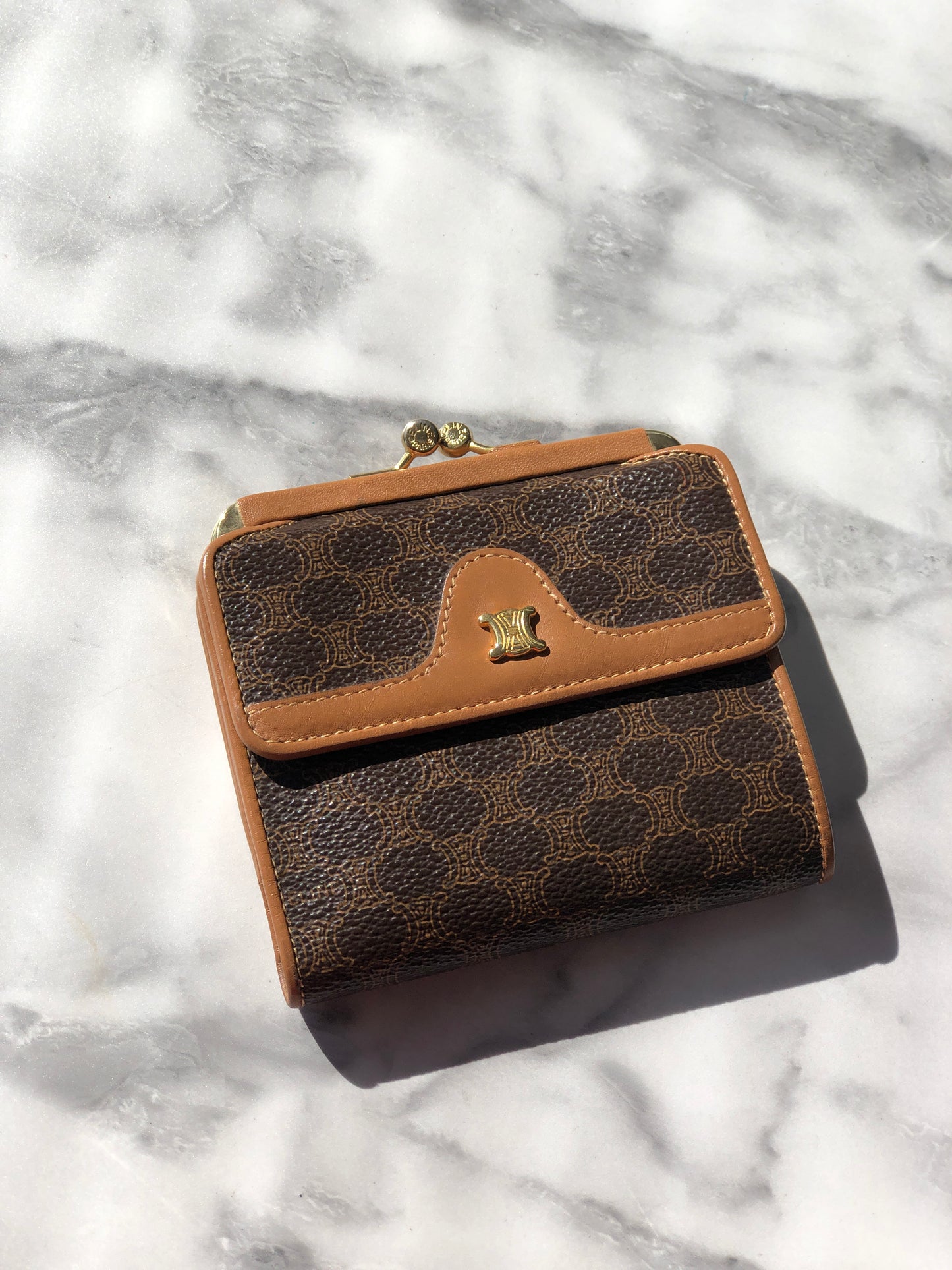 CELINE Macadam Triomphe Logo Motif Wallet Brown Vintage sbmwm4