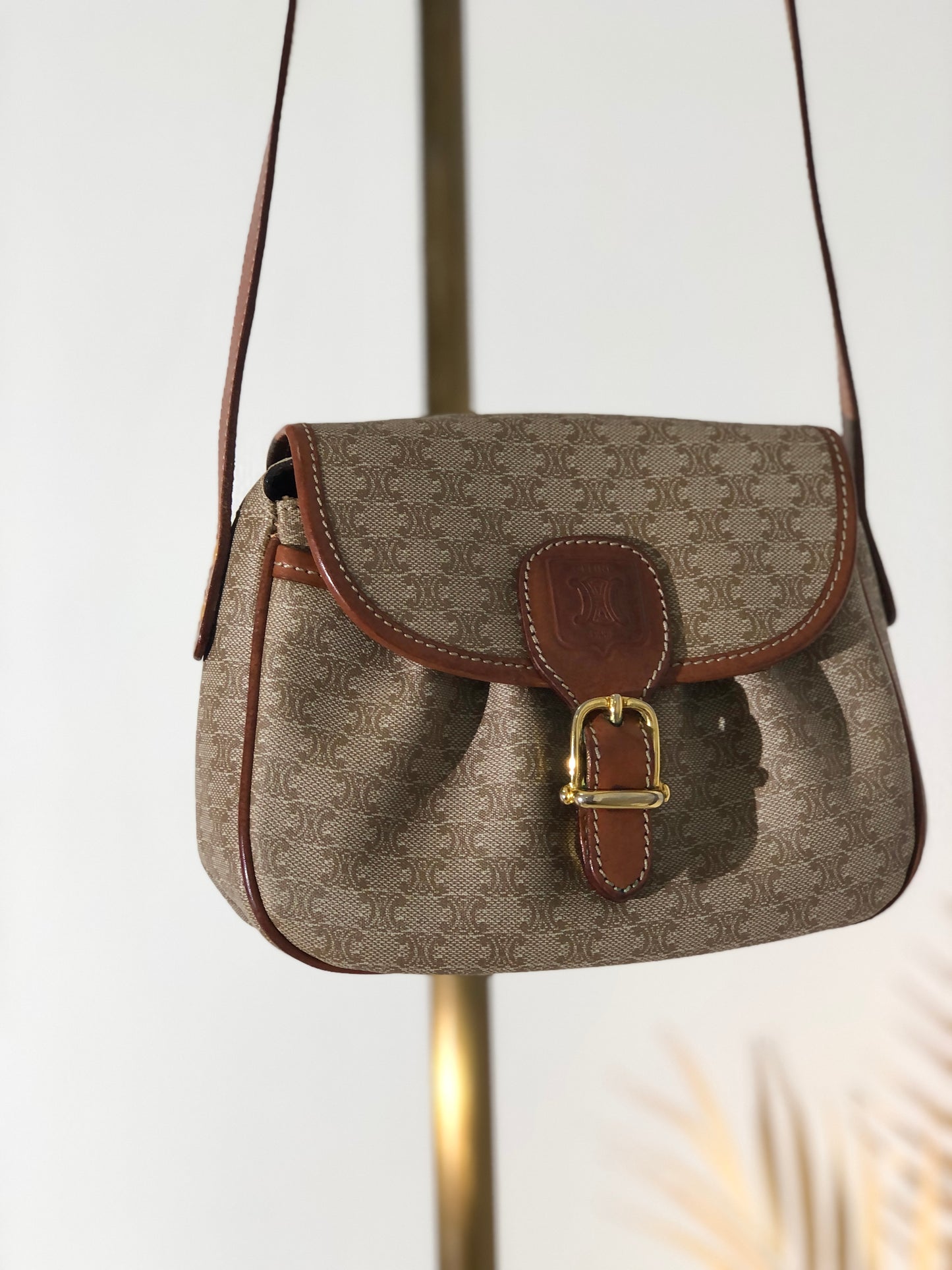CELINE Macadam PVC Leather Shoulder bag Beige Vintage 7ujw66