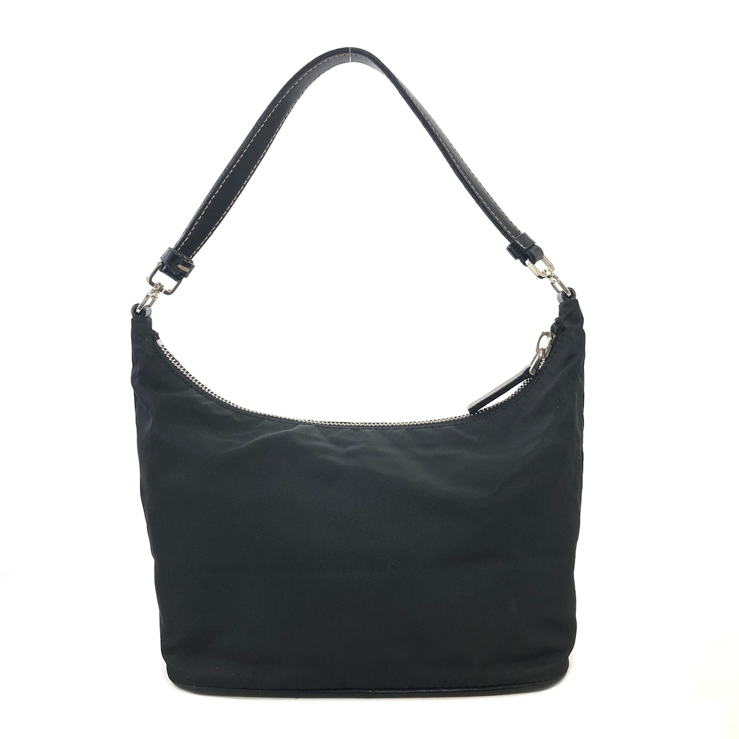 PRADA Triangle Logo Nylon Handbag Hobobag Black Vintage 4iznea